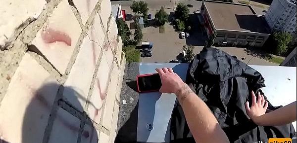  Russian bitch gets fucked on the roof